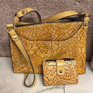 Patricia Nash Yellow Floral Embossed Crossbody Bag